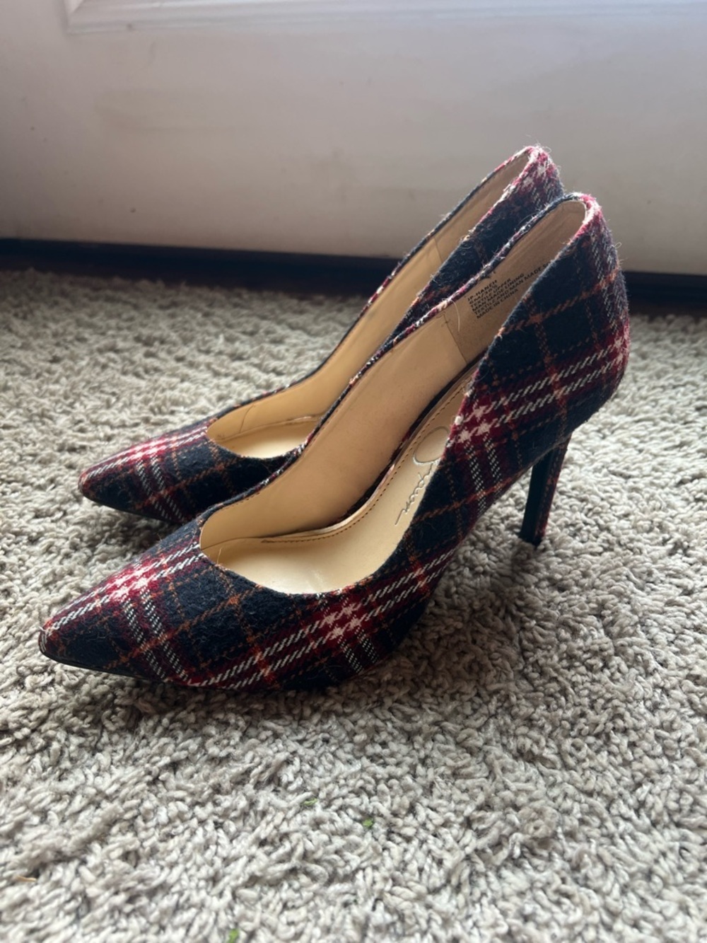Jessica Simpson Plaid Pointed-Toe Pumps - Red & Black - Picture 2 of 6